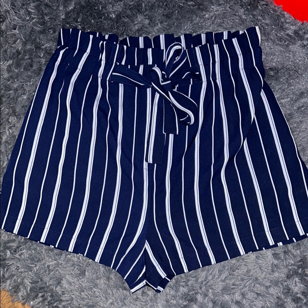 Navy Striped Women's Shorts